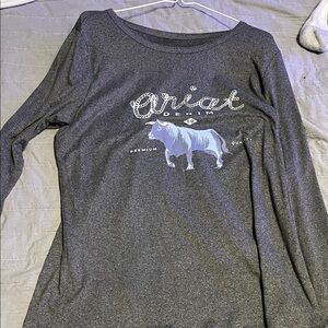 Ariat Dark Gray Long Sleeve Tee with Blue Horse Graphic